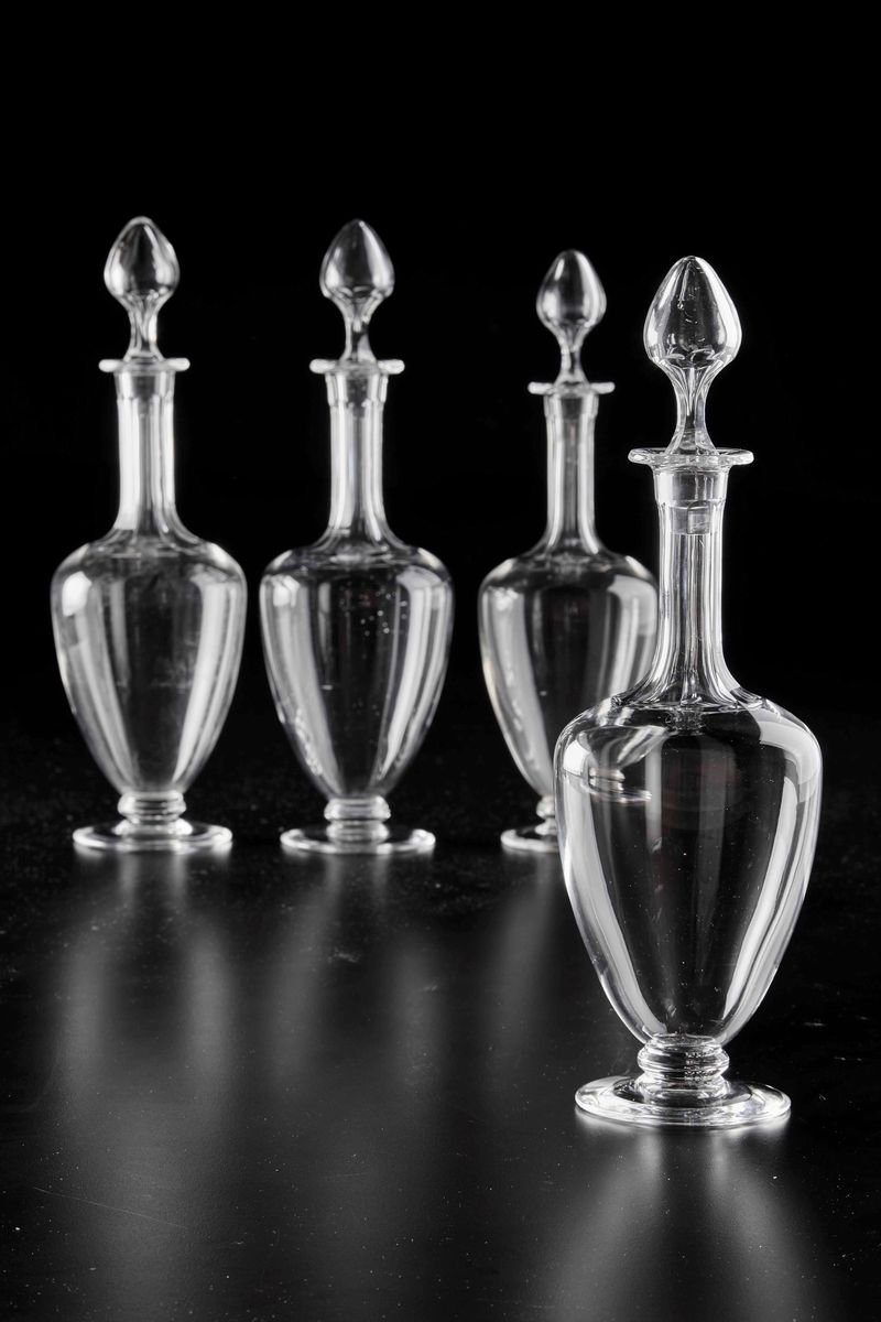 Quattro Bottiglie Francia, Probabilmente Manifattura Baccarat, Inizio del XX Secolo