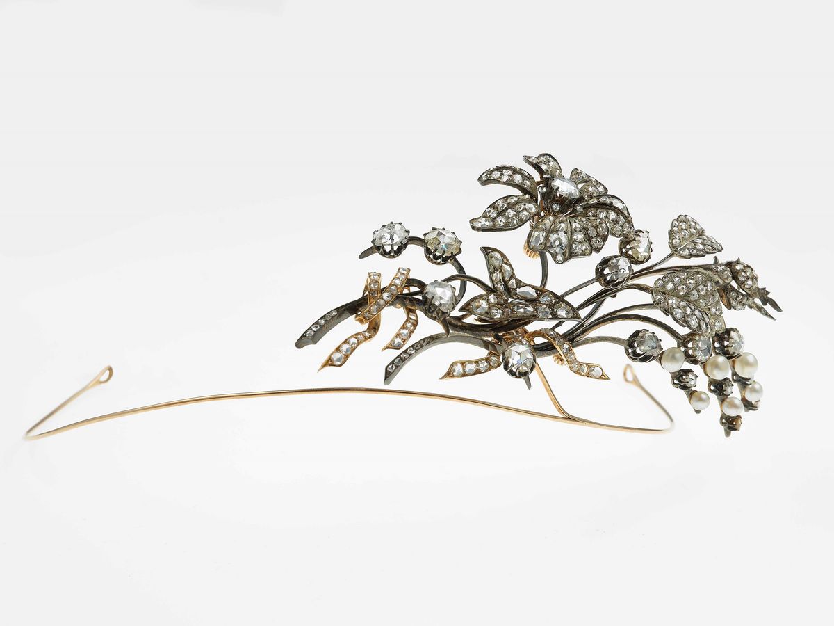 Piccola Tiara con Diamanti di Vecchio Taglio
