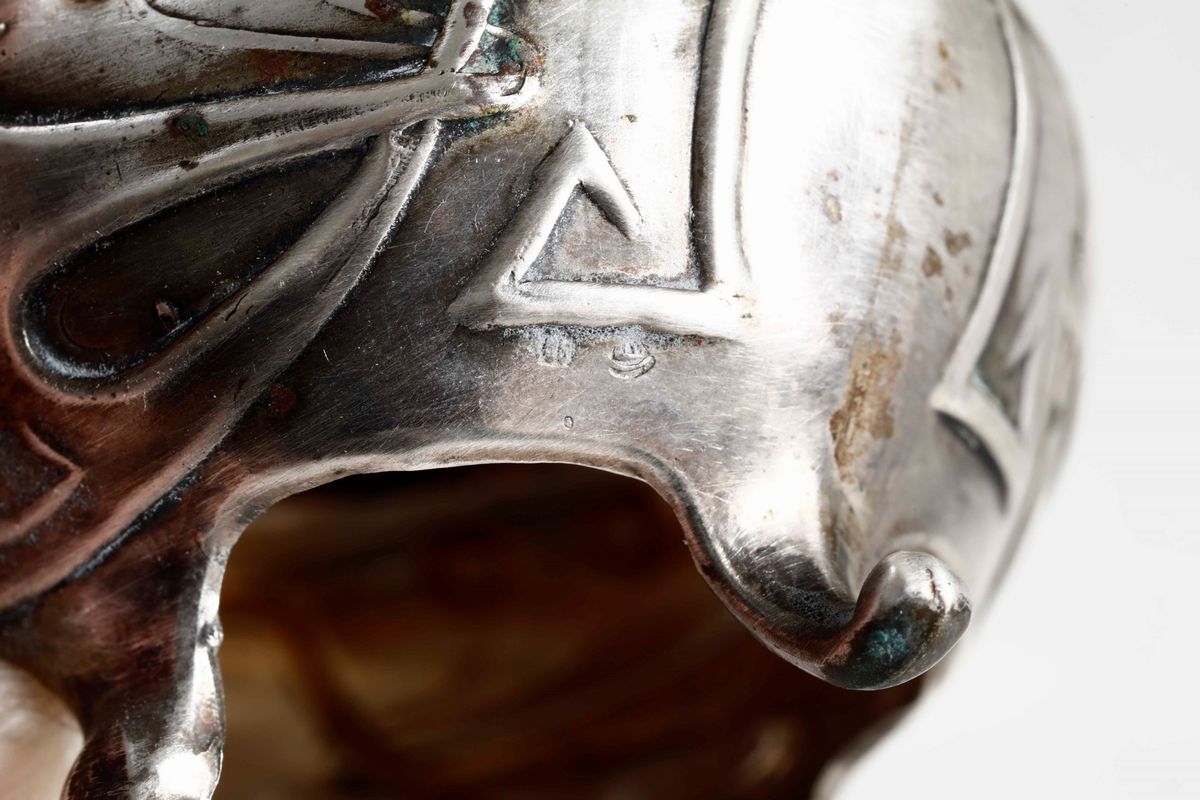 Sei Saliere in Argento con Coppette in Vetro. Argenteria Artistica del XX Secolo