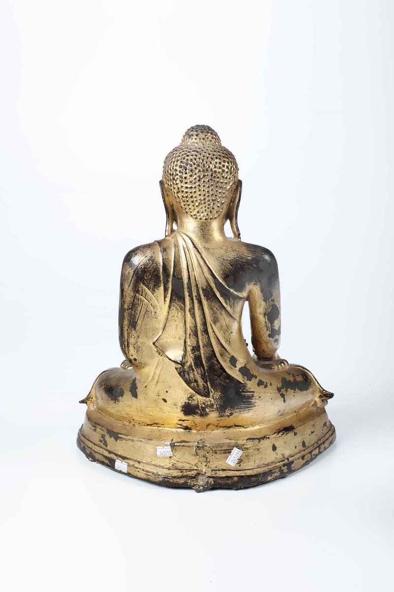 Figura di Buddha Sakyamuni in Bronzo Dorato, Thailandia, XIX Secolo