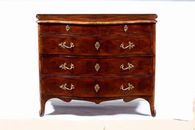 Commode Lastronata ed Intarsiata in Palissandro e Violetto. Genova, XVIII Secolo