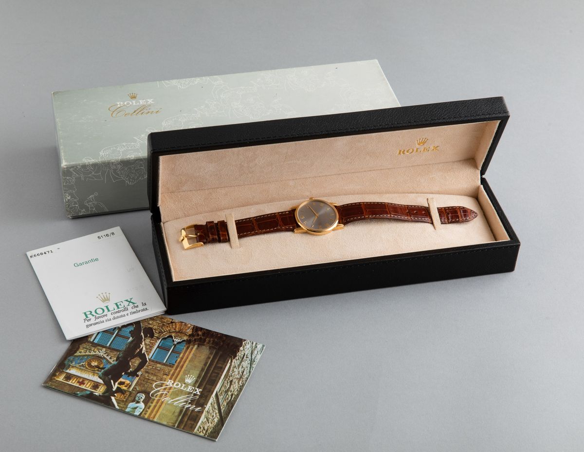 Rolex - Elegante Cellini Ref 5116, Carica Manuale con Quadrante Antracite e Numeri Romani Applica...