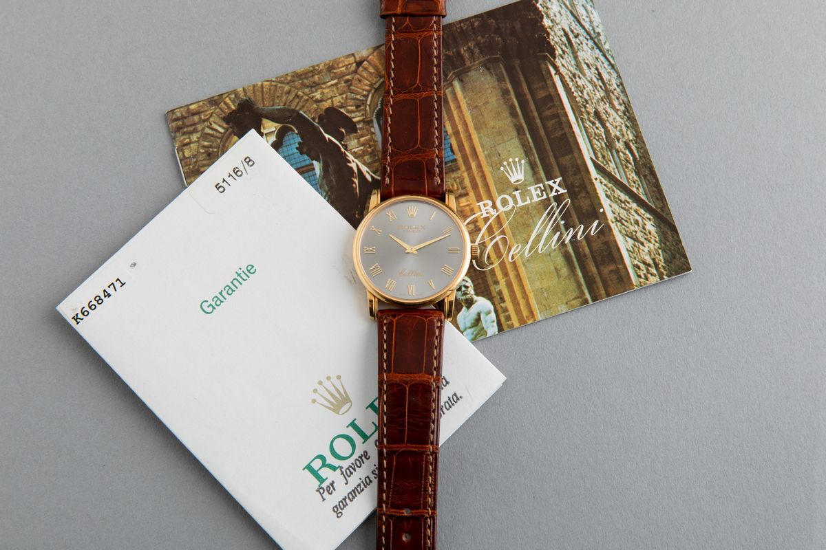 Rolex - Elegante Cellini Ref 5116, Carica Manuale con Quadrante Antracite e Numeri Romani Applica...