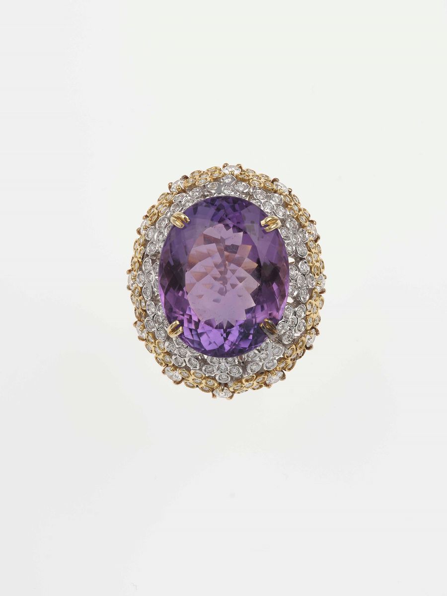 Anello con Ametista e Diamanti