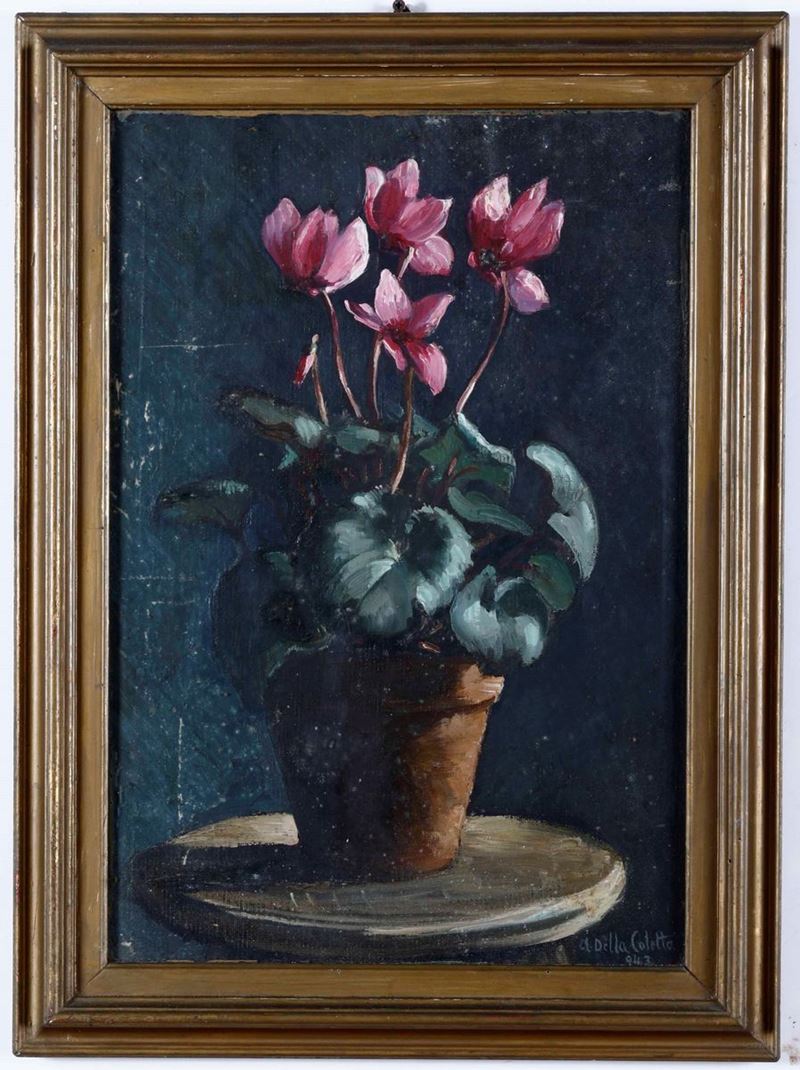 Abele della Coletta (1885-1972) Ciclamini, 1943  - Auction 19th and 20th Century Paintings | Cambi Time - Cambi Casa d'Aste