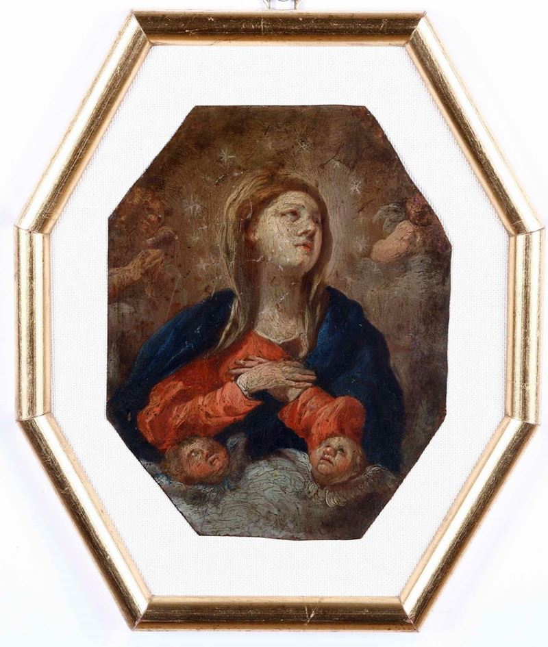 Scuola Piemontese del XVII secolo Madonna orante  - olio su rame - Asta Dipinti Antichi - Cambi Casa d'Aste
