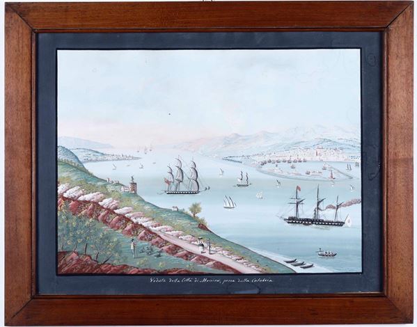 Ignoto del XIX secolo Veduta della città di Messina presa dalla Calabria