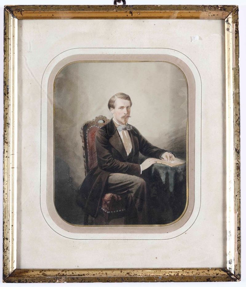 Piccolo acquerello con ritratto maschile. XIX-XX secolo  - Asta Dipinti del XIX e XX secolo | Cambi Time - Cambi Casa d'Aste