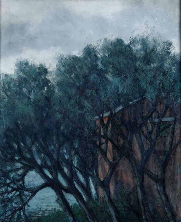 Pittore del XIX-XX secolo Paesaggio con alberi