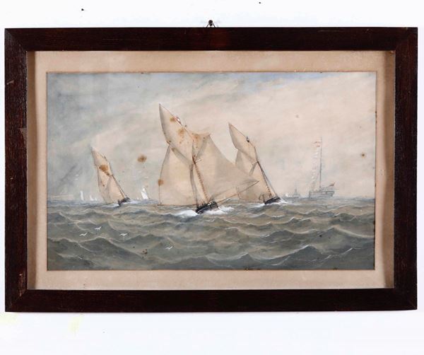 Scuola Inglese del XIX-XX secolo Velieri in navigazione