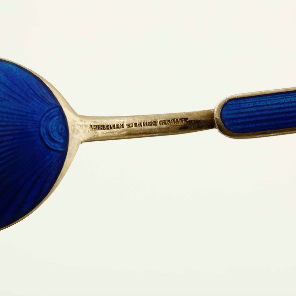 Dodici Cucchiaini in Argento Vermeille Smaltato, A.michelsen, Danimarca XX Secolo