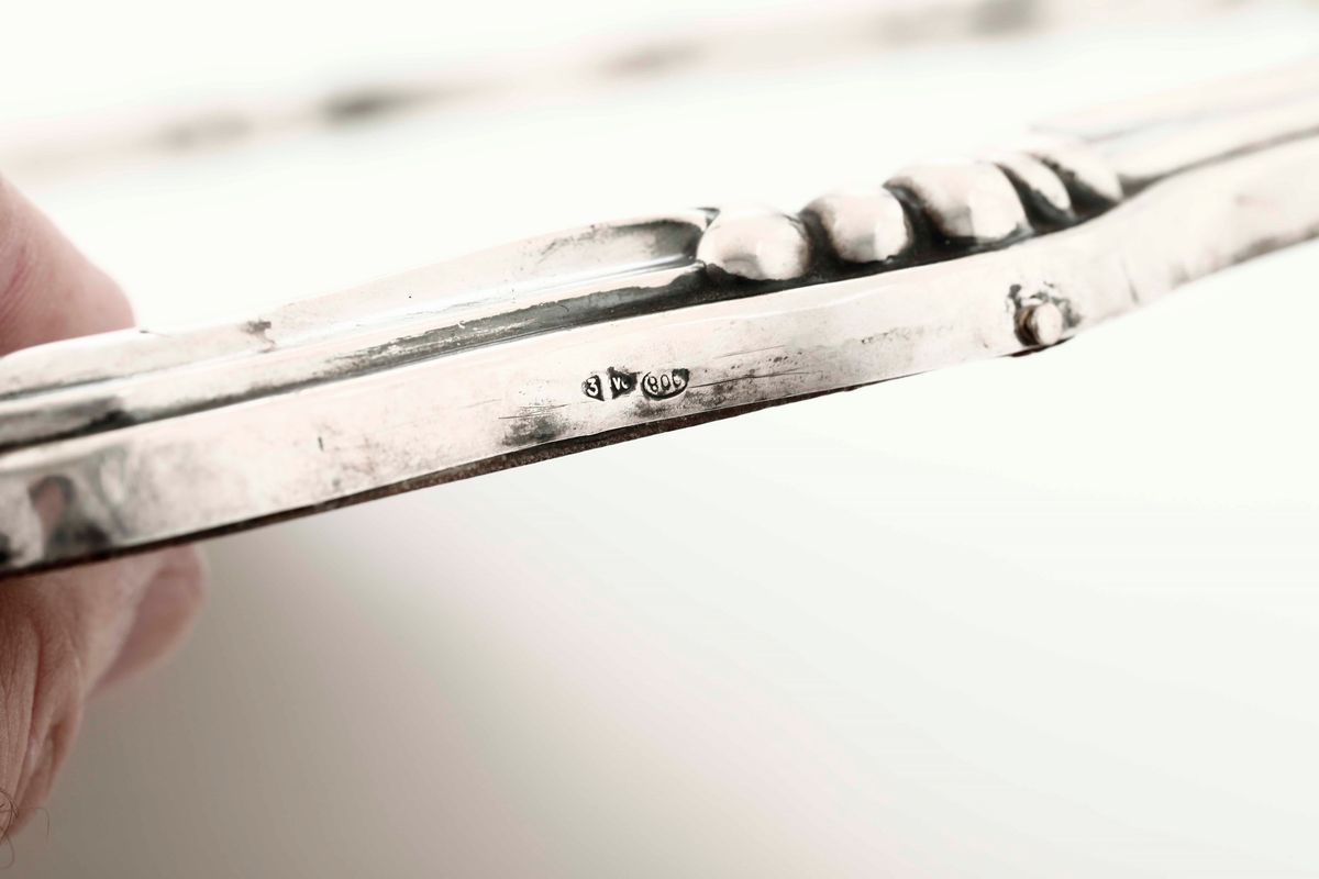 Presentoire in Argento e Specchio. Argenteria Italiana del XX Secolo. Bollo con Fascio Littorio i...