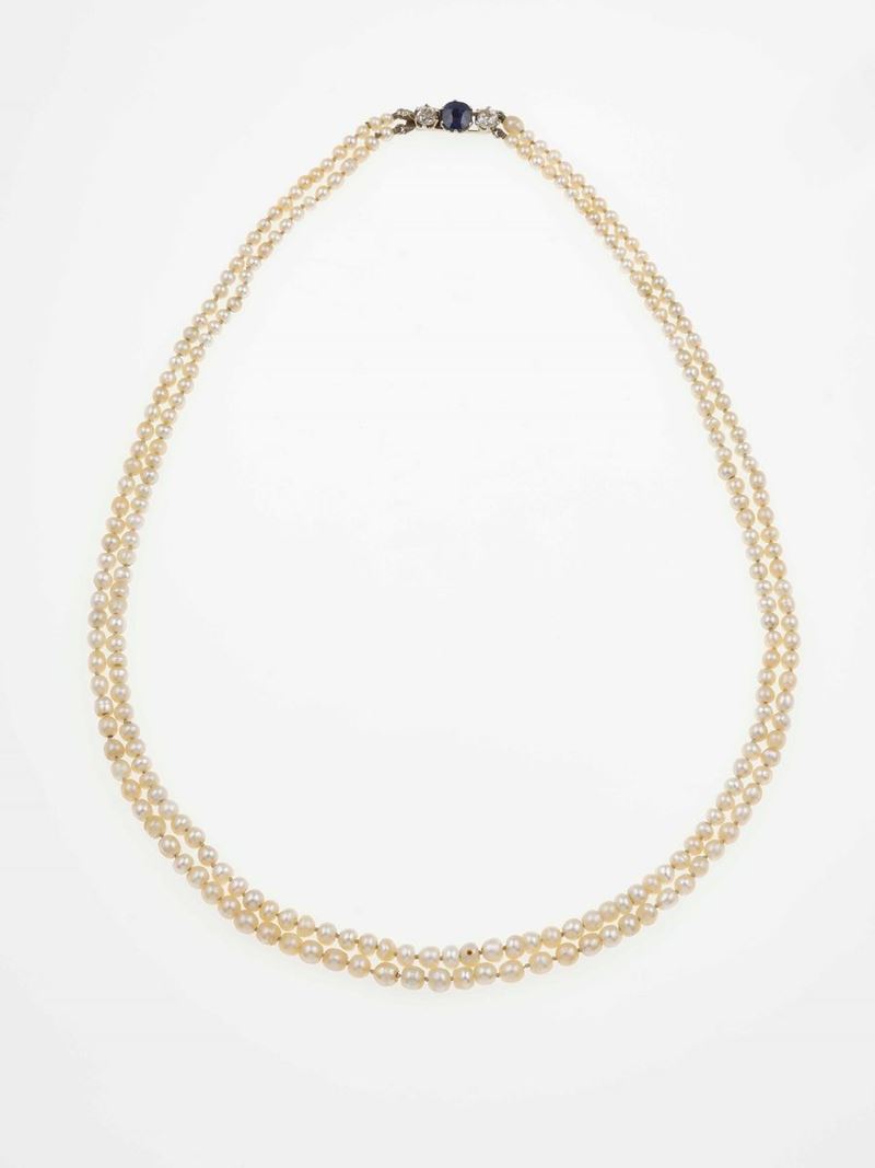 Collana a due fili di perle naturali  - Asta Fine Jewels - Cambi Casa d'Aste