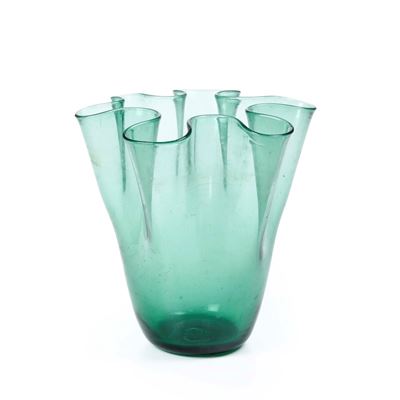 Murano, Vaso a fazzoletto in vetro soffiato, secolo XX