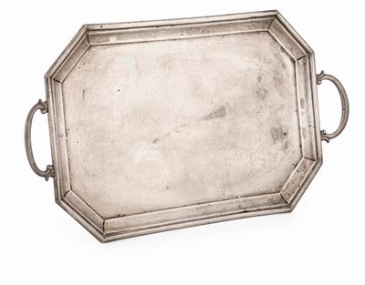 Vassoio in Argento. Argenteria Fiorentina del XX Secolo. Bollo con Fascio Littorio in Uso dal 193...