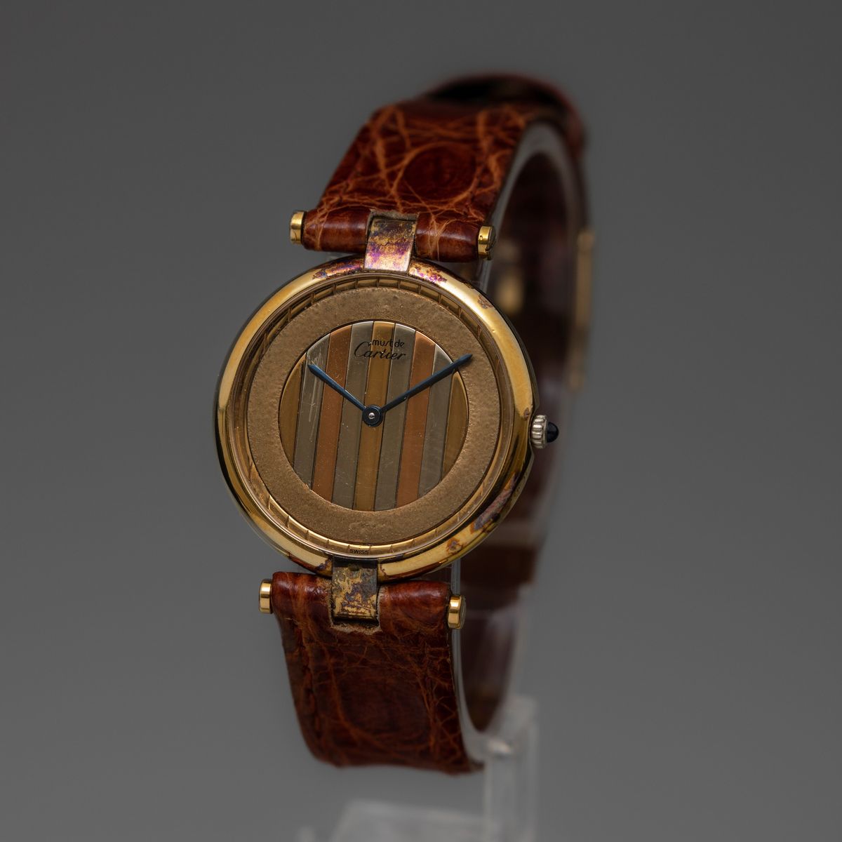 Cartier - Vermeil in Argento Laminato al Quarzo Quadrante Tridor con Astuccio Originle