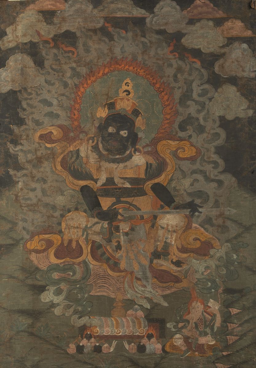 Due Thangka su Seta con Figure Centrali di Divinità, Tibet, XIX Secolo