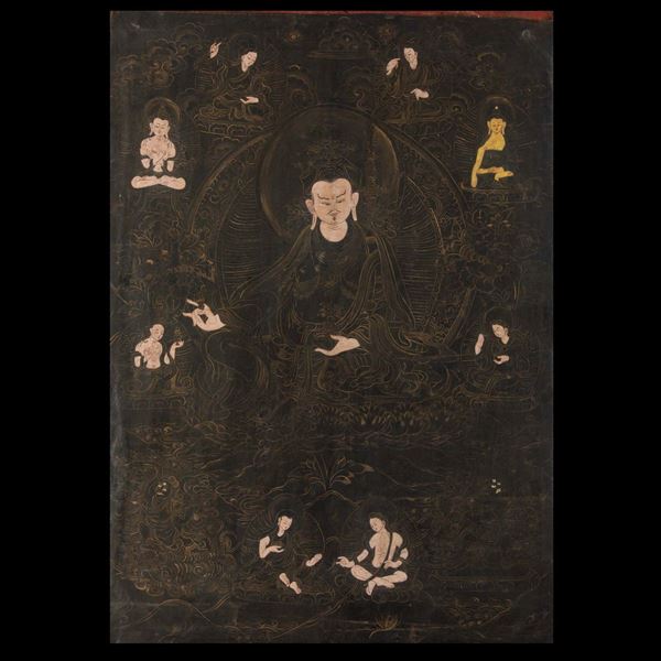 A silk Thangka, Tibet, 1800s