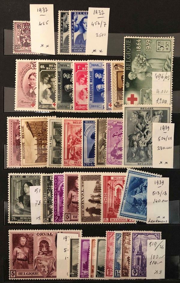 1849/1955, Belgio, numerose serie o francobolli del periodo.