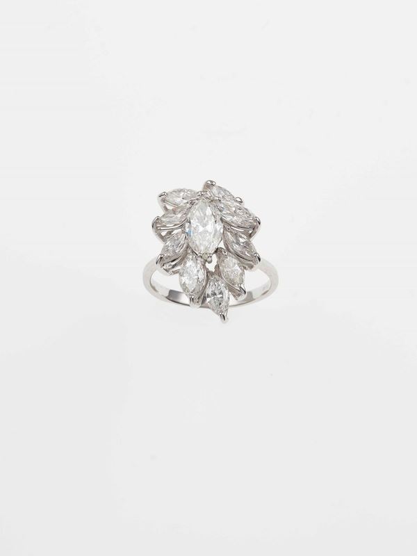 Marquise-cut diamond and gold ring