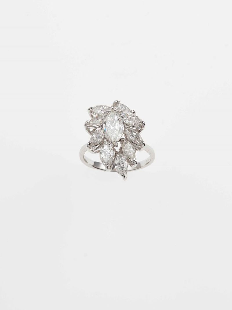 Anello con diamanti taglio navette  - Asta Fine Jewels - Cambi Casa d'Aste