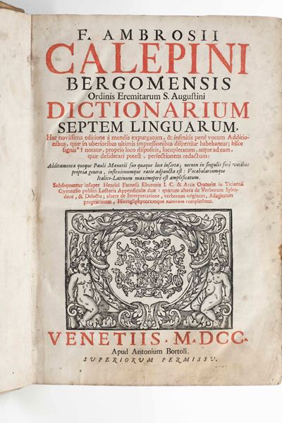 Dictionarium septem linguarium, Venezia, Antonio Bortoli, 1700