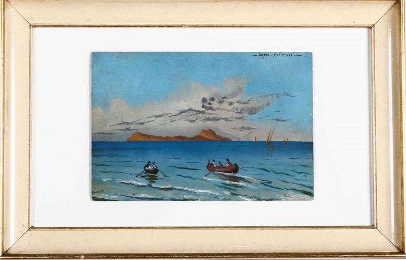 Edoardo Pansini : Senza titolo (Capri dal mare)  - Auction 19th Century Paintings - Cambi Casa d'Aste