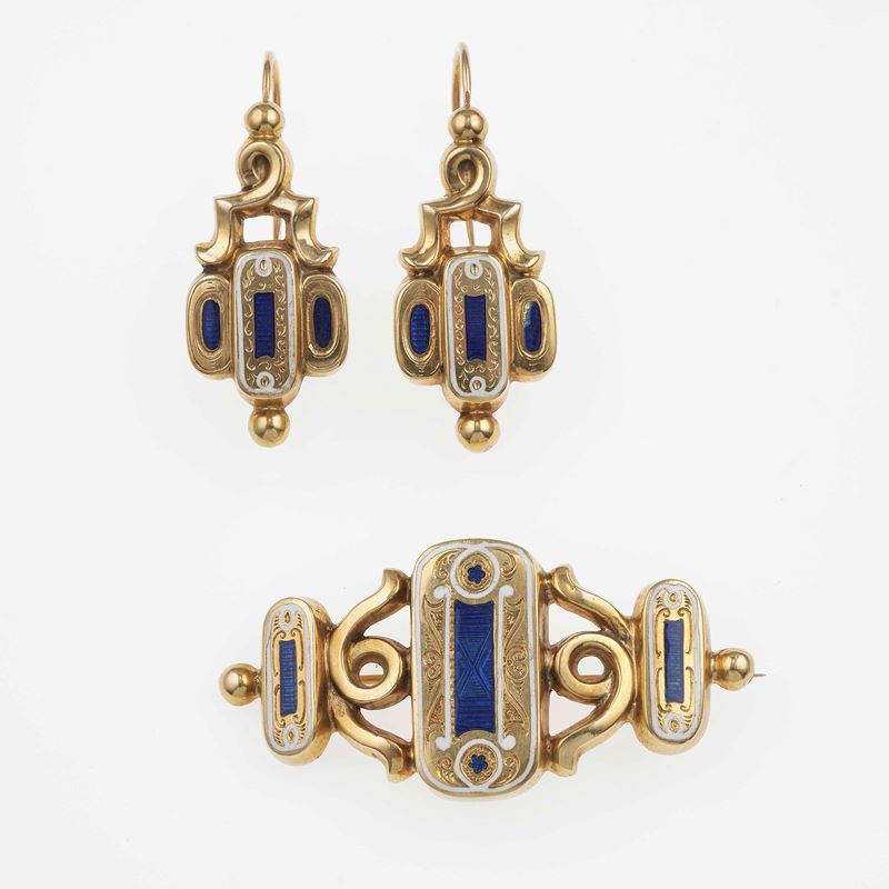 Enamel and gold demi-parure  - Auction Jewels - Cambi Casa d'Aste