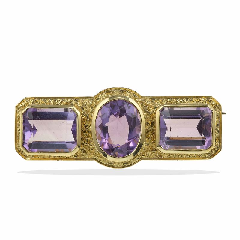Amethyst and gold brooch  - Auction Jewels - Cambi Casa d'Aste