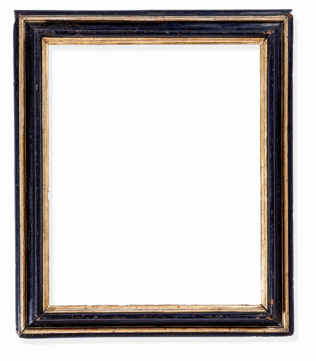 Cornice in Legno Ebanizzato con Profili Dorati. Centro Italia XVIII Secolo