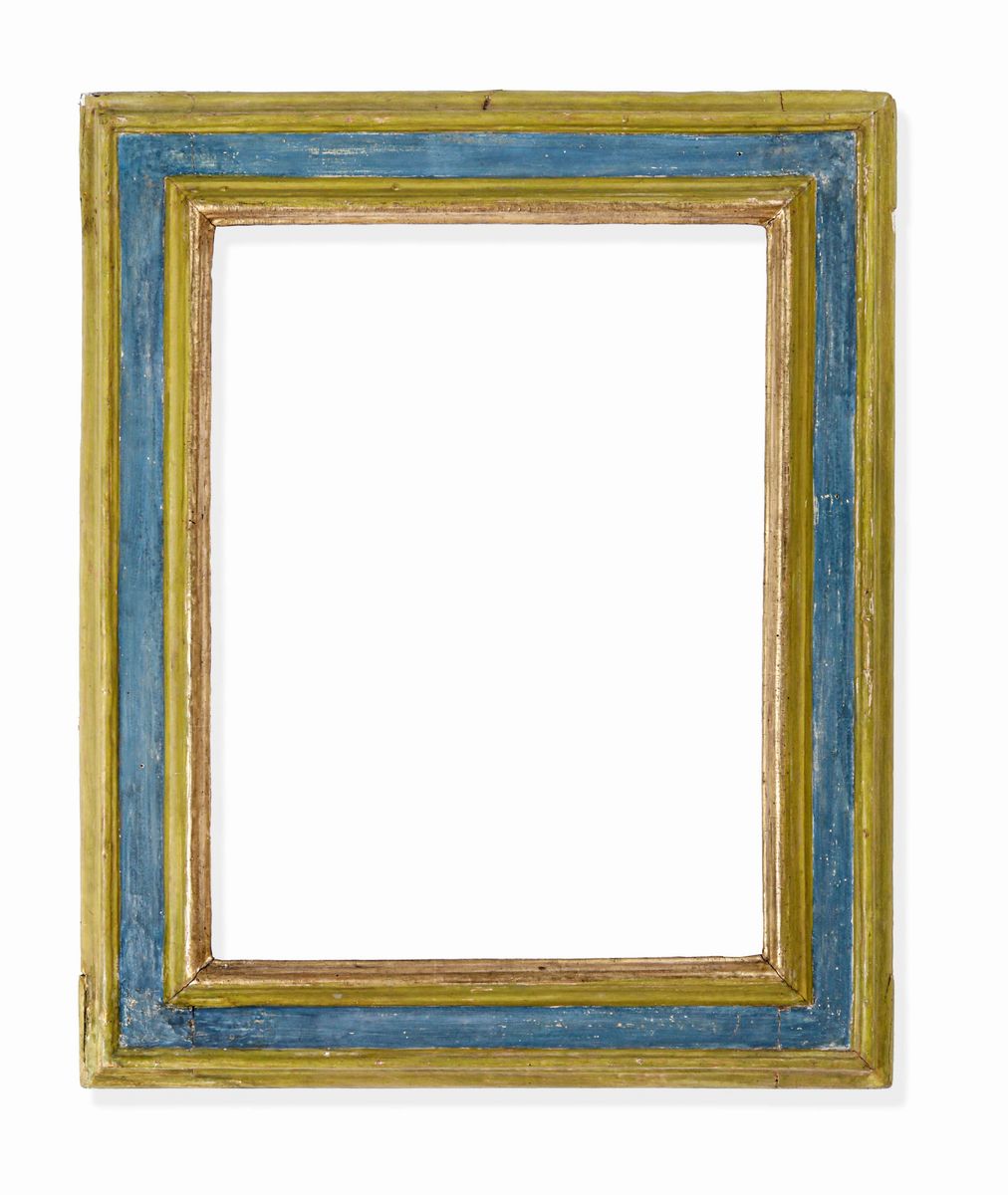 Cornice a Cassetta in Legno Laccato e Dorato. Toscana XVII Secolo