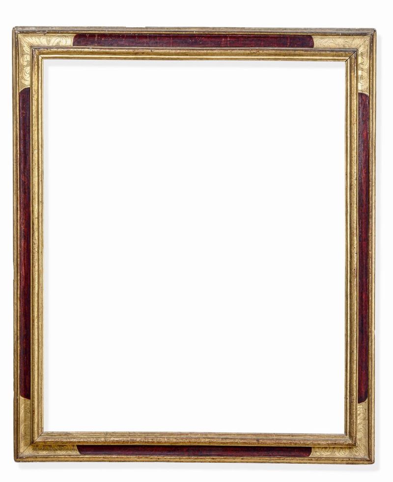 Cornice in legno intagliato, laccato e dorato. Marche XVII secolo  - Auction Antique Frames - Cambi Casa d'Aste