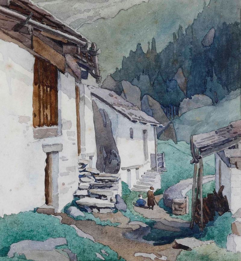 Anonimo del XIX- XX secolo Paesaggio  - acquerello su carta - Auction 19th Century Paintings - Cambi Casa d'Aste