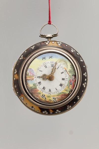 Sanson London - Orologio Olandese per Mercato Inglese da Tasca a Verga Tripla Cassa con Cassa Sba...