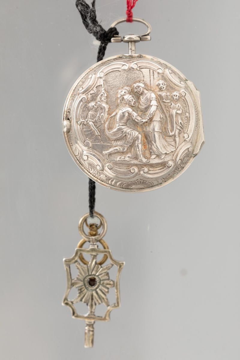 Samson London - Orologio da Tasca Doppia Cassa in Argento con Quadrante Dipinto Scappamento a Ver...