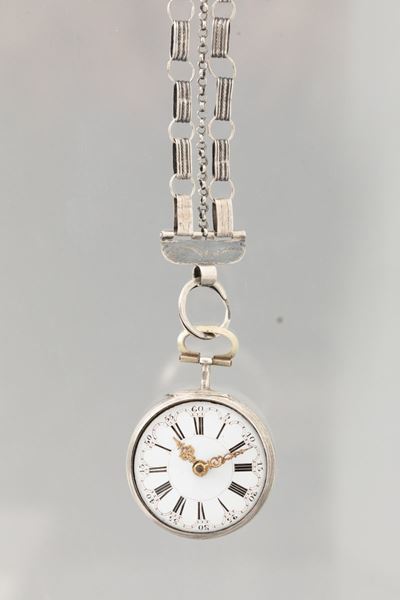P. Butt - Orologio da Tasca Olandese per il Mercato Inglese con Doppia Cassa in Argento Sbalzato ...