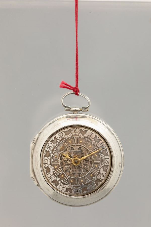 THOMAS GOULD - Orologio da tasca con doppia cassa e quadrante in argento per il mercato inglese