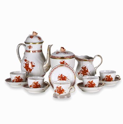 Servizio da Caffè “apponyi Orange”ungheria, Manifattura Herend, XX Secolo