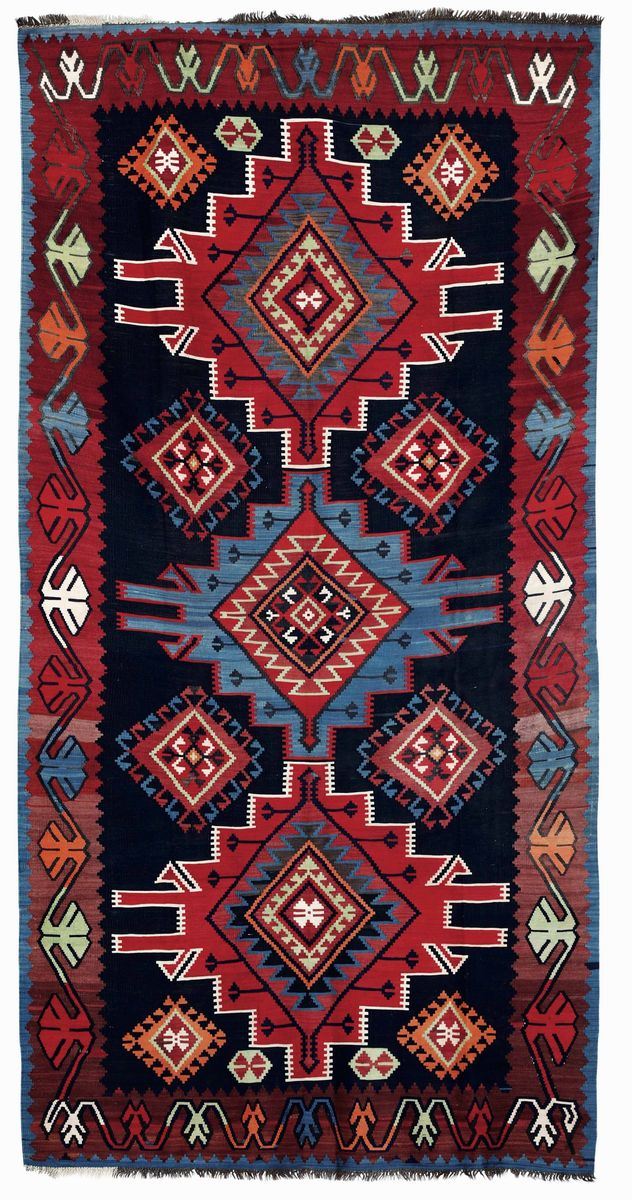 Kilim Kuba, Caucaso fine XIX inizio XX secolo  - Auction Antique Carpets - Cambi Casa d'Aste