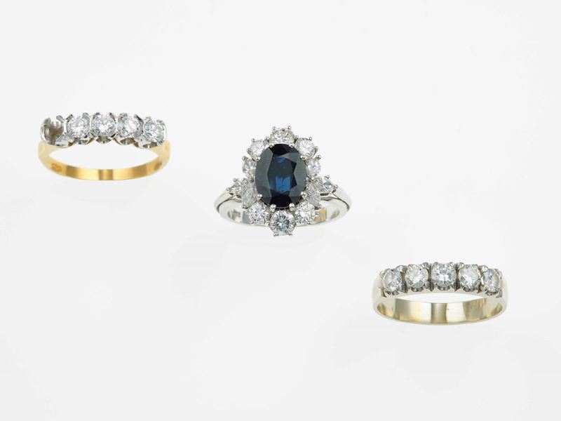Three gold and diamond rings  - Auction Jewels | Cambi Time - Cambi Casa d'Aste