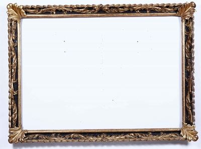 Grande Cornice in Legno Intagliato, Dorato e Laccato, Nord Italia Inizi XVIII Secolo