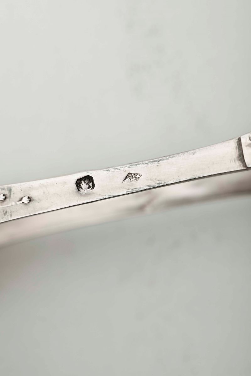 Grande Cucchiaio da Portata, Spargizucchero e Molla Zucchero in Argento 950 con Custodie Original...