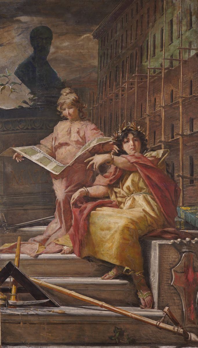 Tullio Quinzio : Allegoria dell'architettura  - olio su tela - Auction 19th and 20th Century Paintings - Cambi Casa d'Aste