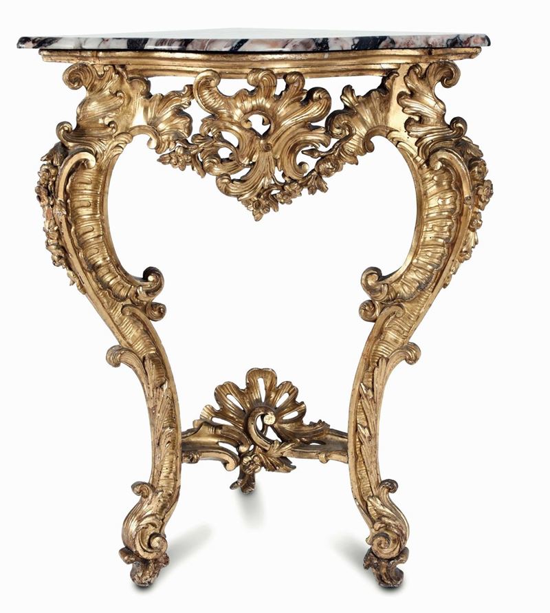 Consolle ad angolo in legno intagliato e dorato. Fine XVIII secolo  - Auction Italian Mansions - Cambi Casa d'Aste