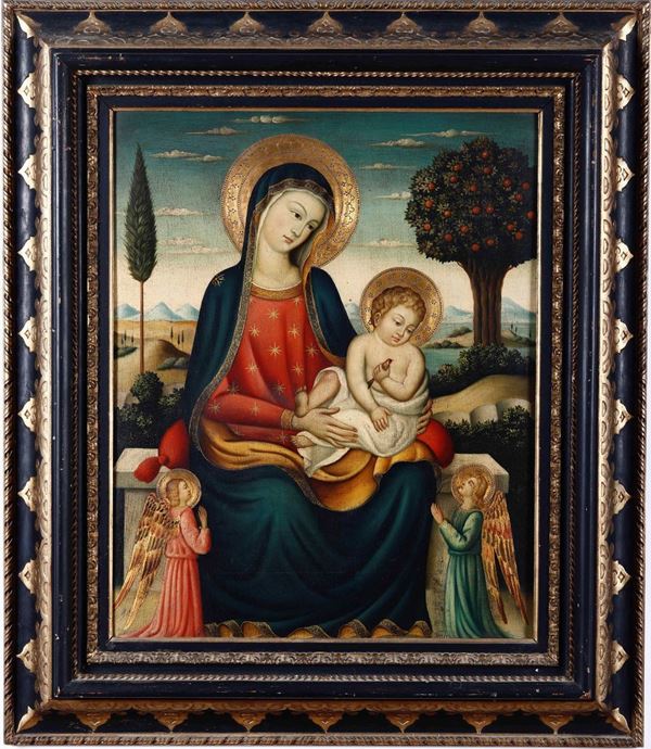 Scuola del XIX secolo Madonna con Bambino e angeli