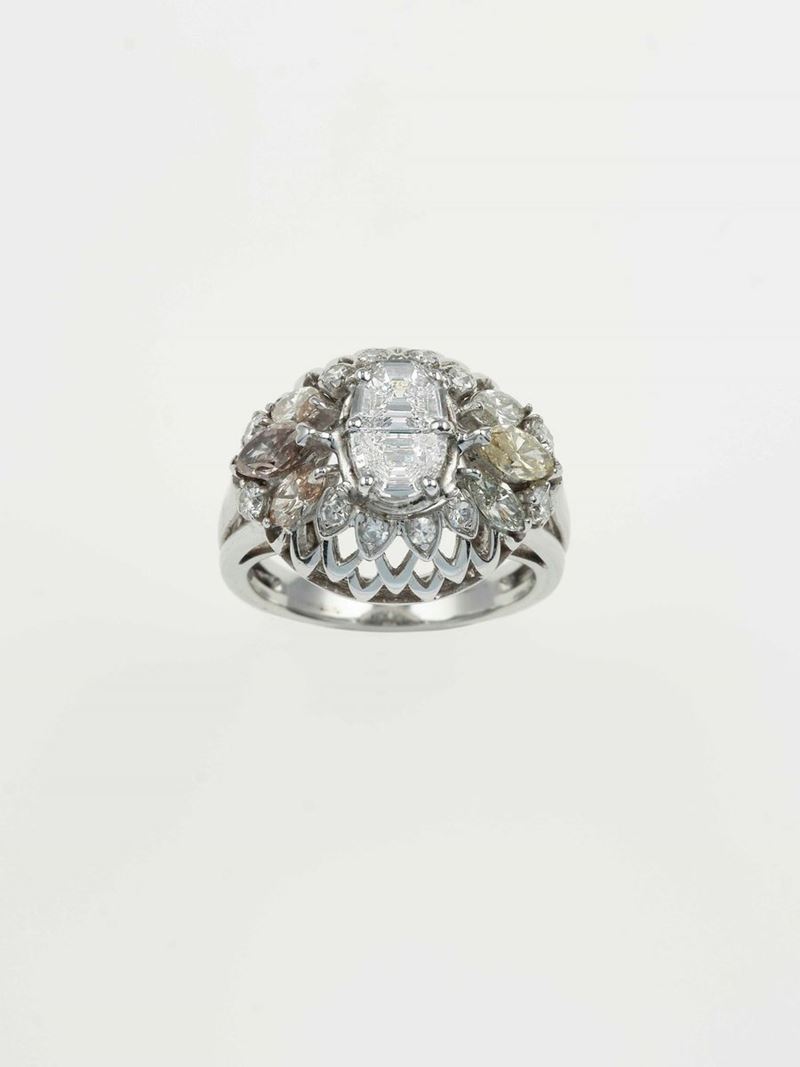 Diamond and platinum ring  - Auction Fine Jewels - Cambi Casa d'Aste