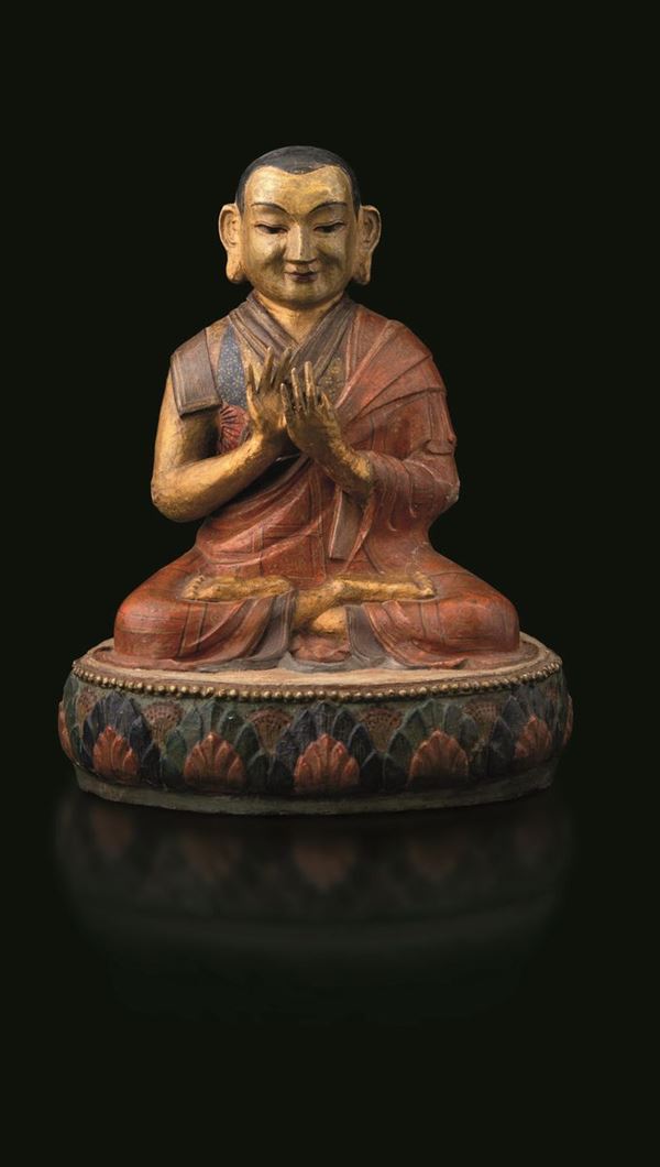 A lacquered wood figure, Tibet, 1700s