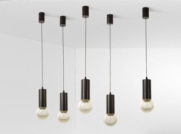 Gino Sarfatti - Cinque lampade a sospensione ad altezza regolabile
