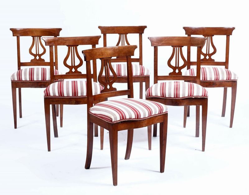 Sei sedie in legno, XIX secolo  - Asta Antiquariato Febbraio | Cambi Time - Cambi Casa d'Aste
