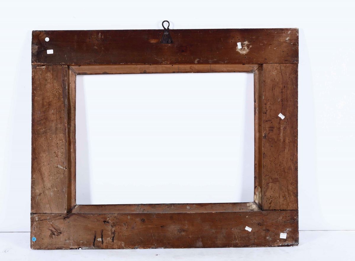 Cornice di Legno Dorato Inciso a Motivi Fogliacei. Marche, XVIII Secolo